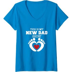 image:imageWomens New Dad  New Dad Dad To Be Gift VNeck TShirtSapphire Blue