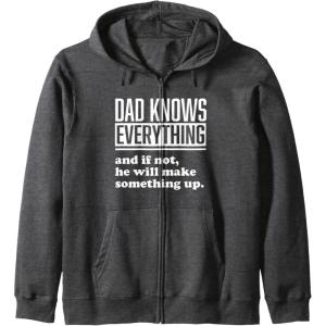 image:imageDad Knows Everything or Makes Something Up  Funny Dad Gift Zip HoodieDark Heather Grey