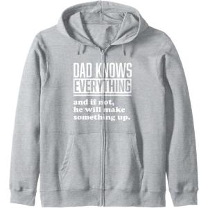 image:imageDad Knows Everything or Makes Something Up  Funny Dad Gift Zip HoodieHeather Grey