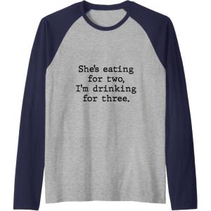 image:imageShes Eating For Two  New Dad Dad To Be Gift Raglan Baseball TeeNavy BlueAthletic Heather