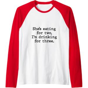 image:imageShes Eating For Two  New Dad Dad To Be Gift Raglan Baseball TeeRedWhite