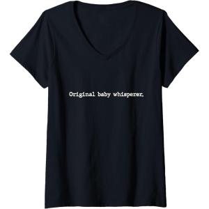 image:imageWomens Original Baby Whisperer  New Dad Dad To Be Gift VNeck TShirtBlack