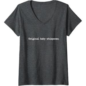 image:imageWomens Original Baby Whisperer  New Dad Dad To Be Gift VNeck TShirtDark Heather Grey