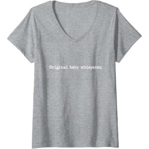 image:imageWomens Original Baby Whisperer  New Dad Dad To Be Gift VNeck TShirtHeather Grey