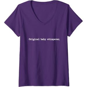 image:imageWomens Original Baby Whisperer  New Dad Dad To Be Gift VNeck TShirtPurple