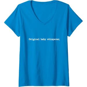 image:imageWomens Original Baby Whisperer  New Dad Dad To Be Gift VNeck TShirtSapphire Blue