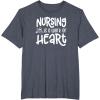 image:imageNursing is a Work of Heart  Gift for Nurses TShirtHeather Blue