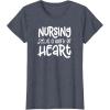 image:imageNursing is a Work of Heart  Gift for Nurses TShirtHeather Blue
