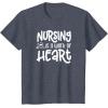 image:imageNursing is a Work of Heart  Gift for Nurses TShirtHeather Blue