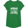 image:imageNursing is a Work of Heart  Gift for Nurses TShirtKelly Green