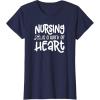 image:imageNursing is a Work of Heart  Gift for Nurses TShirtNavy Blue