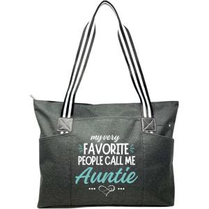image:imageBrooke amp Jess Designs Aunt Gifts  Canvas Tote Bag with Pockets from Niece NephewBirthday ChristmasMy Favorite People Call Me Auntie Tessa Black
