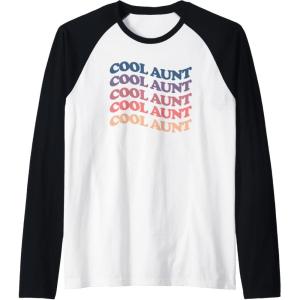 image:imageCool aunt retro rainbow gift for aunts and auntie Raglan Baseball TeeBlackWhite