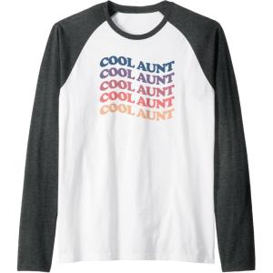 image:imageCool aunt retro rainbow gift for aunts and auntie Raglan Baseball TeeDark Heather GreyWhite