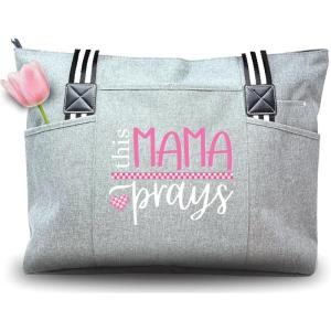 image:imageBrooke amp Jess Designs Mom Bags for Everyday  Bags for Women with Zipper Large Stylish Travel Bag Work BagGray Tessa This Mama Prays
