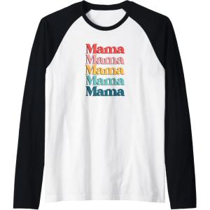 image:imageColorful Retro Mama Gift Raglan Baseball TeeBlackWhite