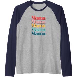 image:imageColorful Retro Mama Gift Raglan Baseball TeeNavy BlueAthletic Heather