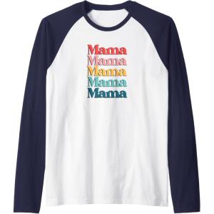 image:imageColorful Retro Mama Gift Raglan Baseball TeeNavy BlueWhite