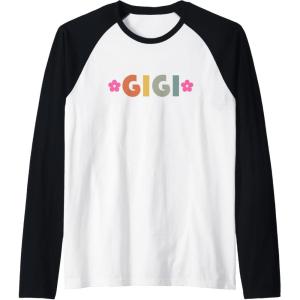 image:imageGigi  Grandmother Mimi and Gigi Gifts Raglan Baseball TeeBlackWhite