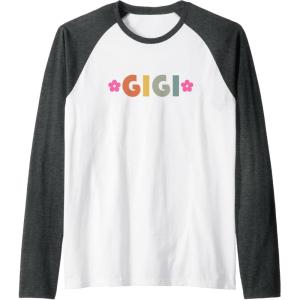 image:imageGigi  Grandmother Mimi and Gigi Gifts Raglan Baseball TeeDark Heather GreyWhite