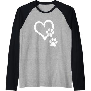 image:imageHeart and Paws  Great Gift for Pet Lovers Raglan Baseball TeeBlackAthletic Heather