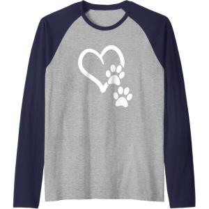 image:imageHeart and Paws  Great Gift for Pet Lovers Raglan Baseball TeeNavy BlueAthletic Heather