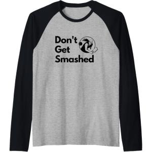 image:imageDont Get Smashed  Pickleball Gift Raglan Baseball TeeBlackAthletic Heather