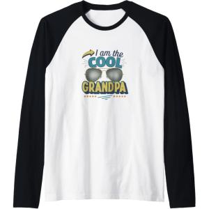 image:imageI Am The Cool Grandpa  Grandpa Gift Raglan Baseball TeeBlackWhite
