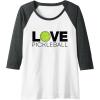 image:imageLove Pickleball  Pickleball Gift Raglan Baseball TeeDark Heather GreyWhite