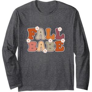 image:imageFall Babe  Fall Season Gifts Long Sleeve TShirtDark Heather Grey