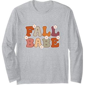 image:imageFall Babe  Fall Season Gifts Long Sleeve TShirtHeather Grey