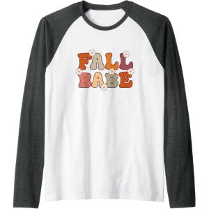 image:imageFall Babe  Fall Season Gifts Raglan Baseball TeeDark Heather GreyWhite