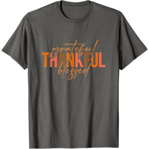 image:imageGrateful Thankful Blessed  Fall Season Gifts TShirtAsphalt Grey