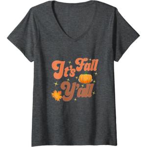 image:imageIts Fall Yall  Fall Season Gifts VNeck TShirtDark Heather Grey