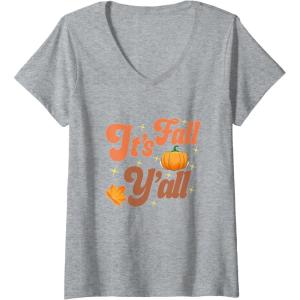image:imageIts Fall Yall  Fall Season Gifts VNeck TShirtHeather Grey