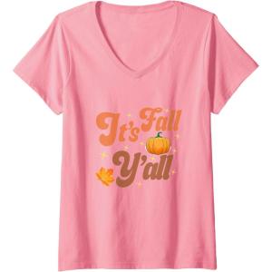 image:imageIts Fall Yall  Fall Season Gifts VNeck TShirtPink