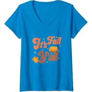 image:imageIts Fall Yall  Fall Season Gifts VNeck TShirtSapphire Blue