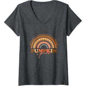 image:imagePumpkin Spice  Fall Season Gifts VNeck TShirtDark Heather Grey