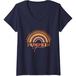 image:imagePumpkin Spice  Fall Season Gifts VNeck TShirtNavy Blue