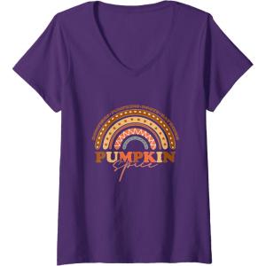 image:imagePumpkin Spice  Fall Season Gifts VNeck TShirtPurple