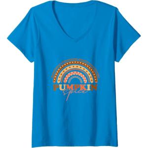 image:imagePumpkin Spice  Fall Season Gifts VNeck TShirtSapphire Blue