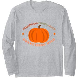 image:imagePumpkin Spice and Everything Nice  Fall Season Gifts Long Sleeve TShirtHeather Grey