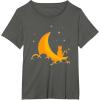 image:imageMoon and Cat  Funny Spooky Halloween Gifts TShirtAsphalt Grey
