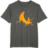 image:imageMoon and Cat  Funny Spooky Halloween Gifts TShirtAsphalt Grey