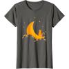 image:imageMoon and Cat  Funny Spooky Halloween Gifts TShirtAsphalt Grey