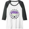 image:imageSpooky University  Funny Spooky Halloween Gifts Raglan Baseball TeeDark Heather GreyWhite