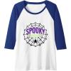image:imageSpooky University  Funny Spooky Halloween Gifts Raglan Baseball TeeRoyal BlueWhite