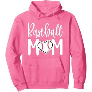 image:imageBaseball Mom Heart Gift for Sports Moms Pullover HoodieBright Pink