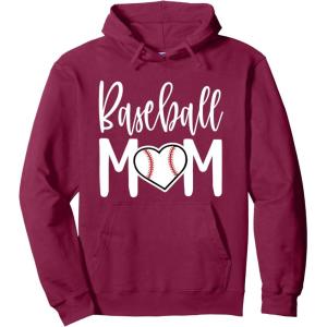 image:imageBaseball Mom Heart Gift for Sports Moms Pullover HoodieBurgundy