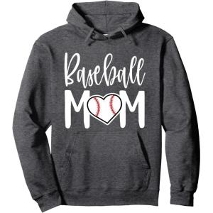 image:imageBaseball Mom Heart Gift for Sports Moms Pullover HoodieDark Heather Grey